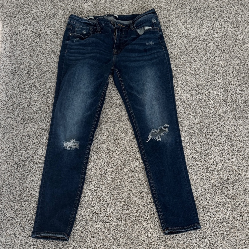 Vigoss Women's Distressed Dark Blue Skinny Jeans